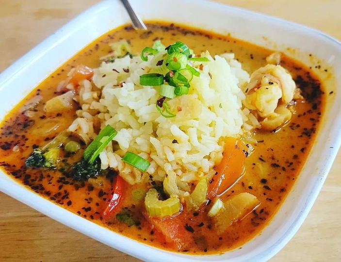 Thai Coconut Red Curry Soup with Shrimp