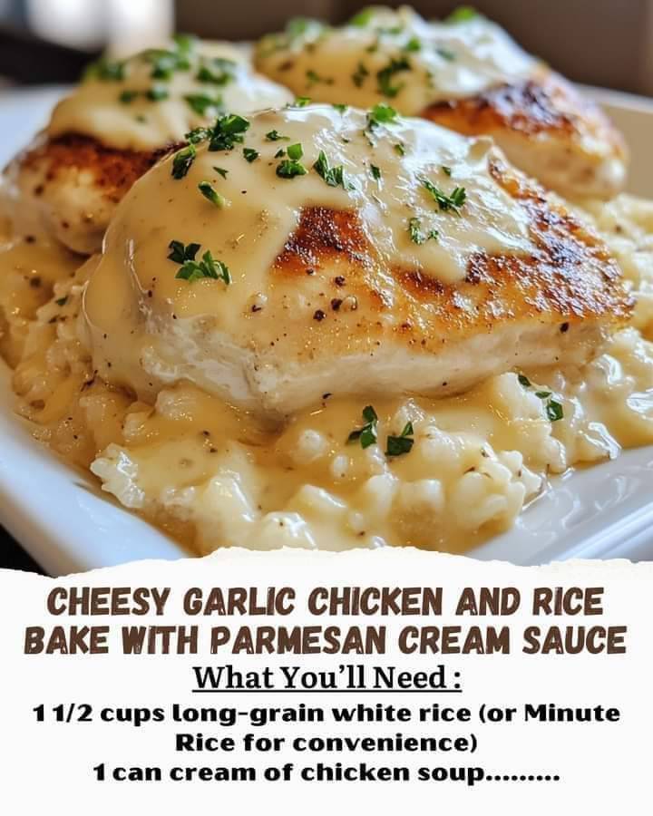 Cheesy GarlicChicken and RiceBake withParmesan CreamSauce