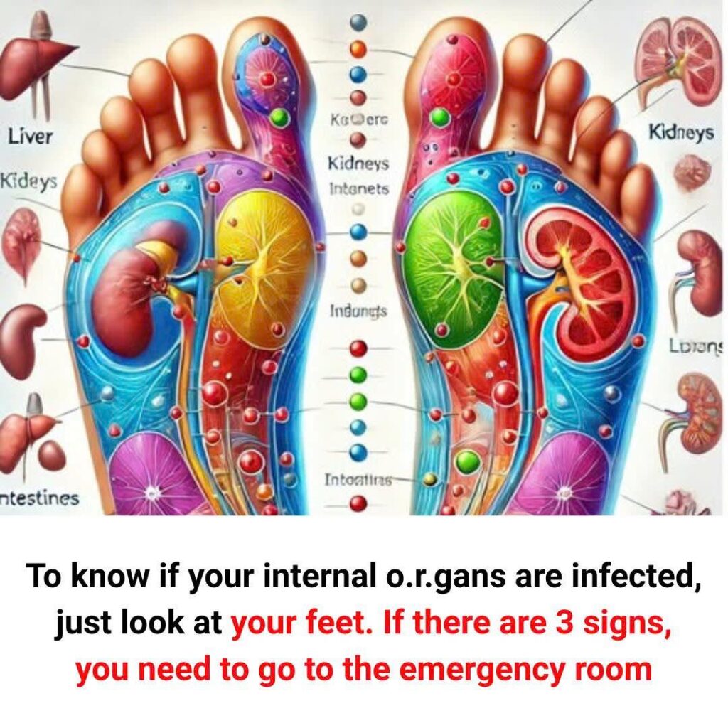 To know if your internal organs are infected, just look at your feet. If there are 3 signs, you need to go to the emergency room