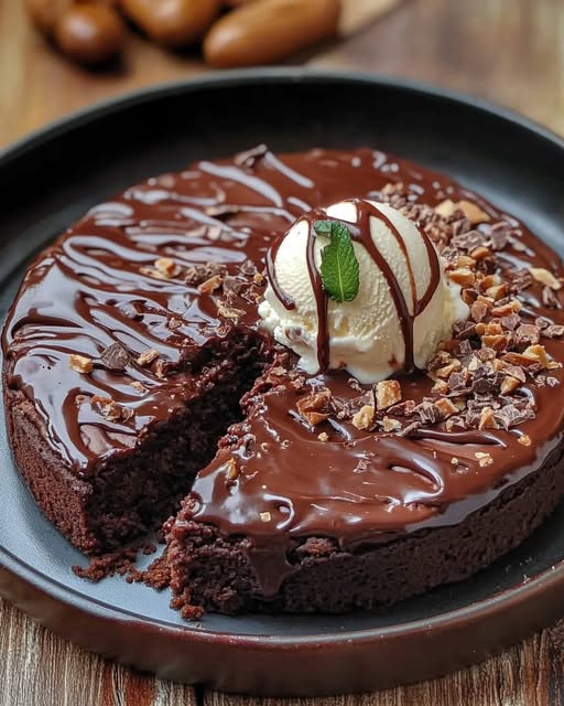amazing Chocolate cake with ice cream