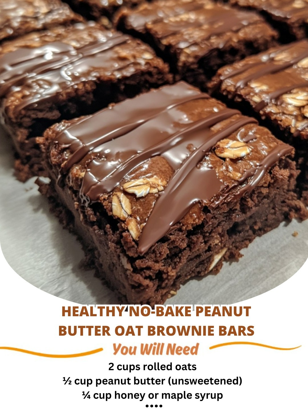 No-Bake Peanut Butter Oat Brownie Bars – Healthy, Chewy & Chocolatey!