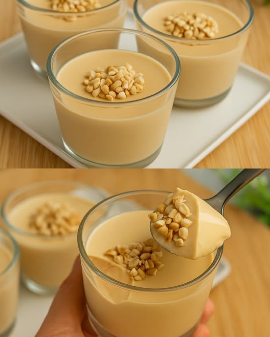 Caramel and Condensed Milk Flan Topped with Peanuts