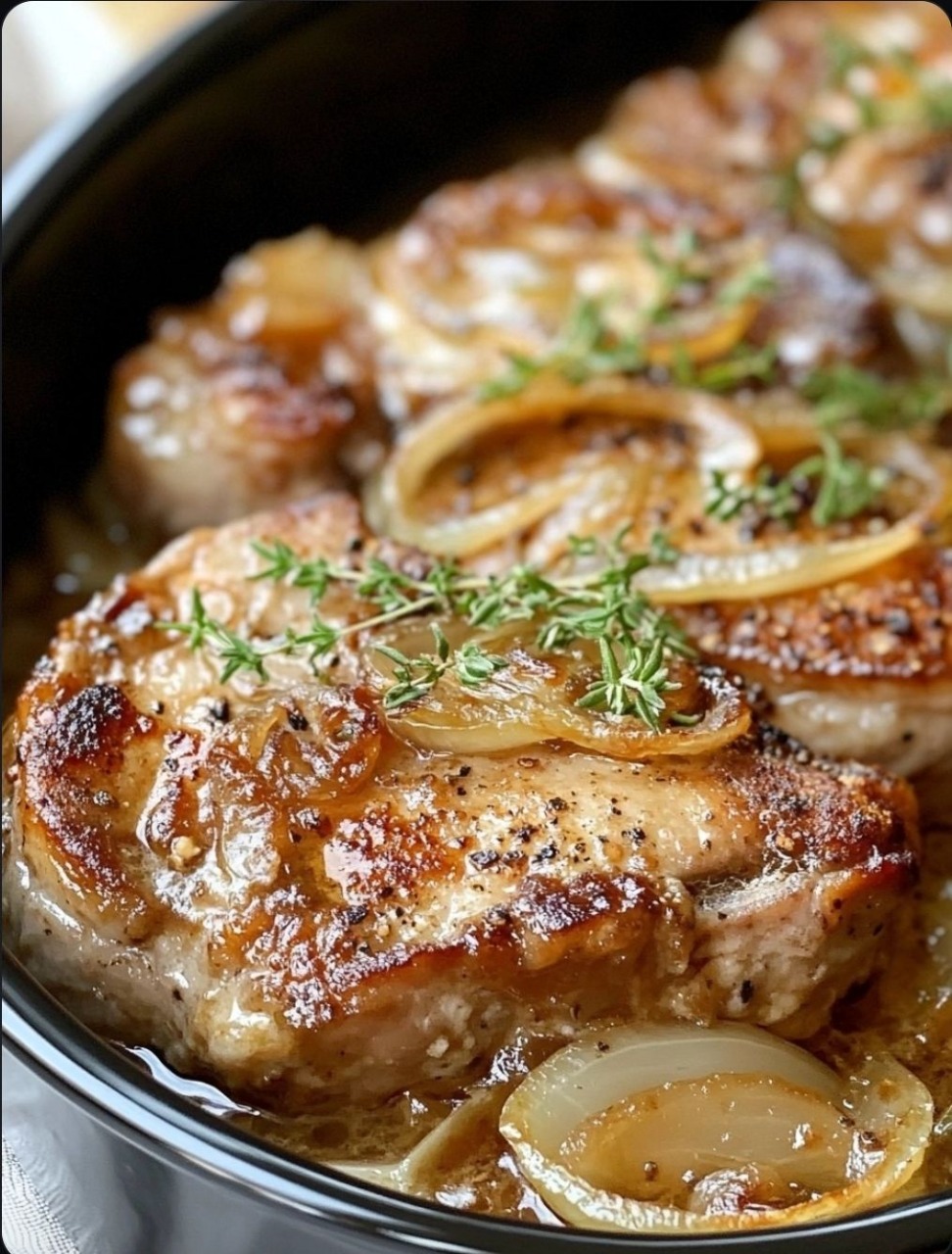 Slow Cooker French Onion Pork Chops