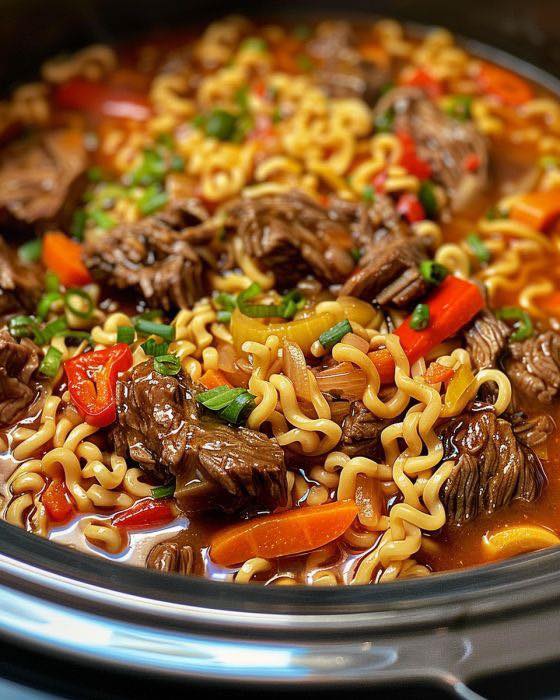 Slow Cooker Beef Ramen Noodles