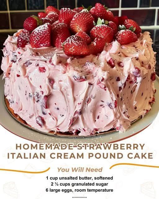 Homemade Strawberry Italian Cream Pound Cake