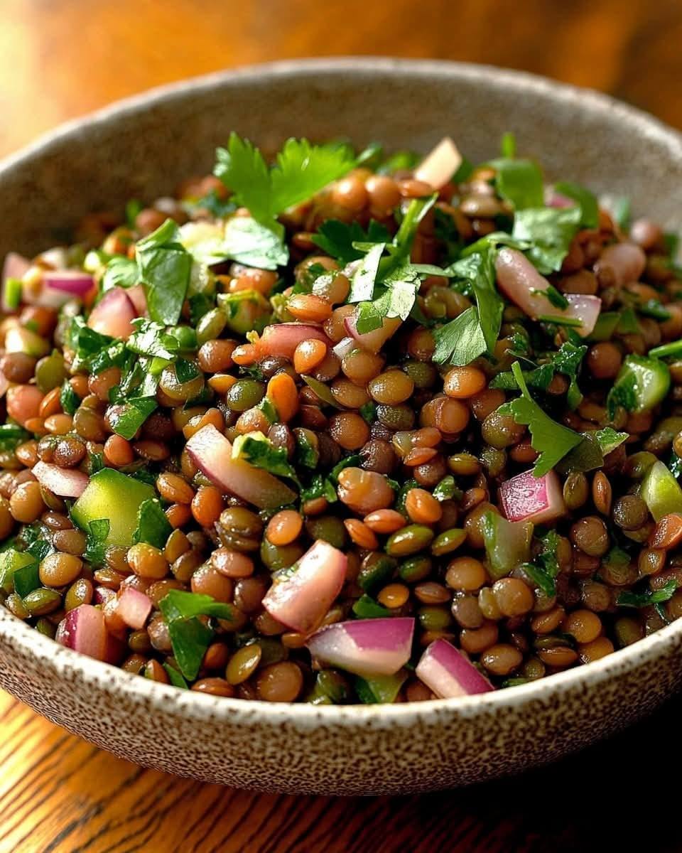 Cold Green Lentil & Shallot Salad